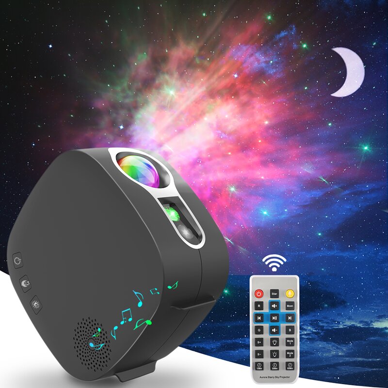 Zoto 3 In 1 Star Moon Nebula Night Light Projector With Bluetooth Music